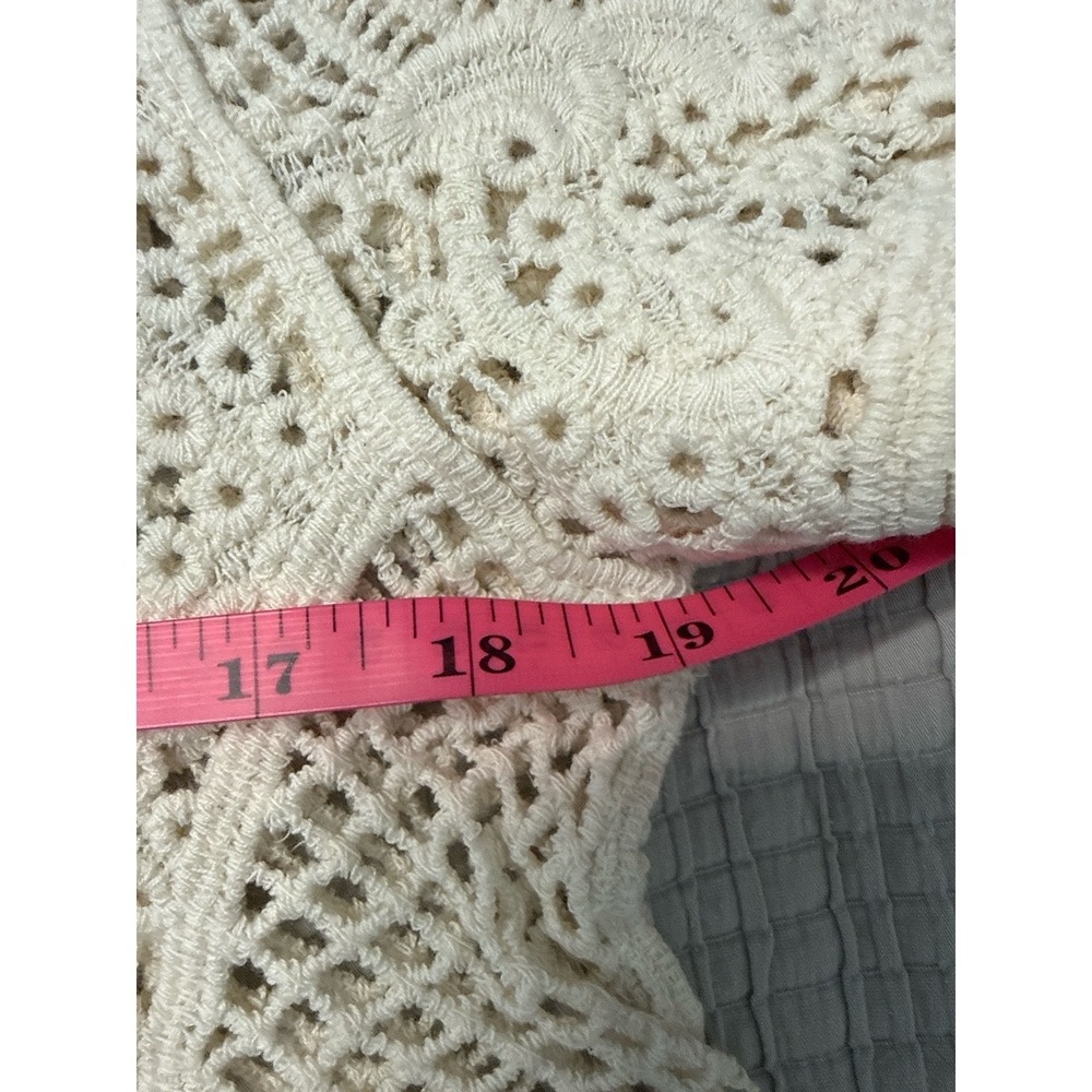 Hem & Thread Cream Crochet Lace Crop Top Short Sleeve Cotton 38504 Size S/M NEW - Picture 4 of 8